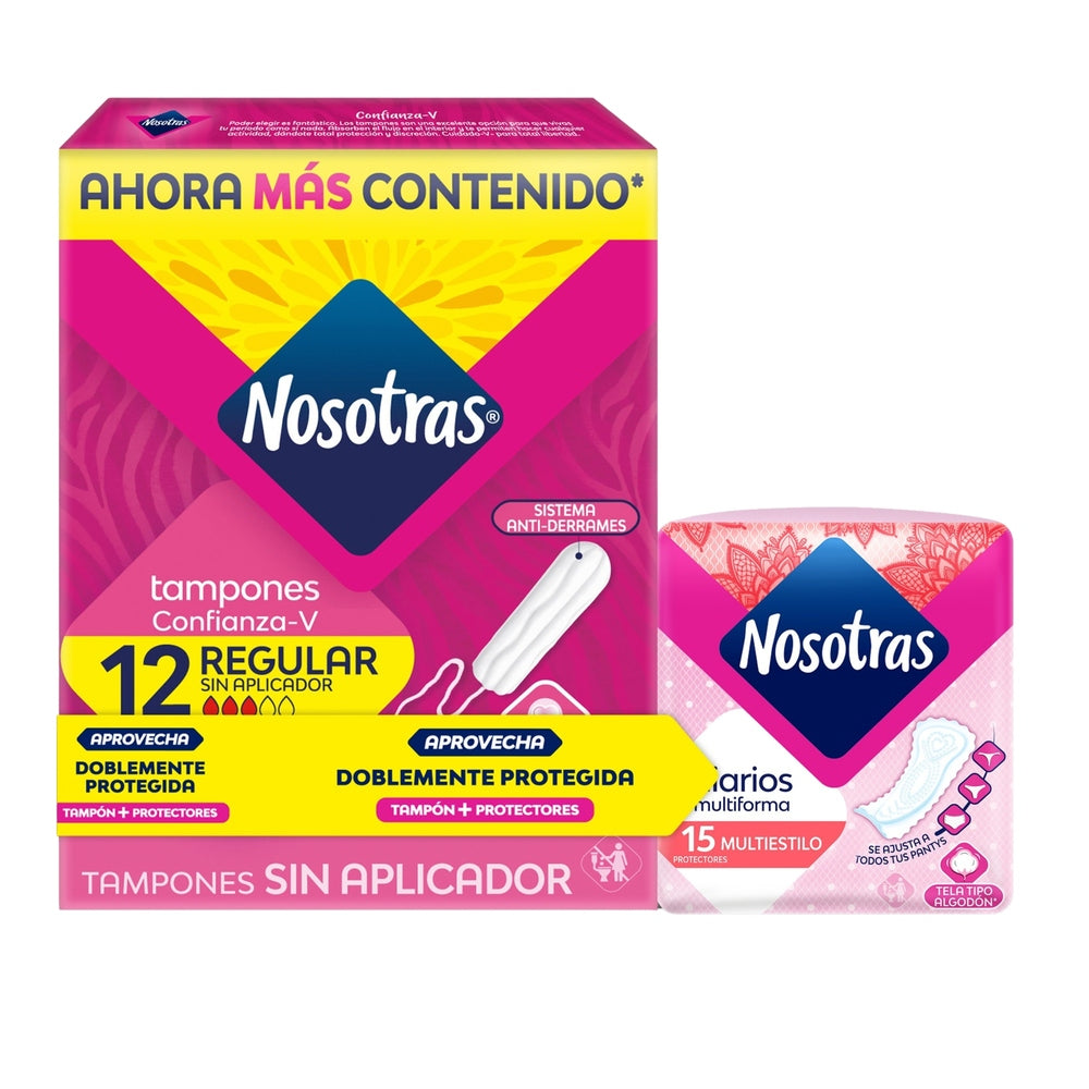 TAMPONES NOSOTRAS SIN APLIC REGULARX12+ PROTEC. MULTIESTILO X 15 UNDS