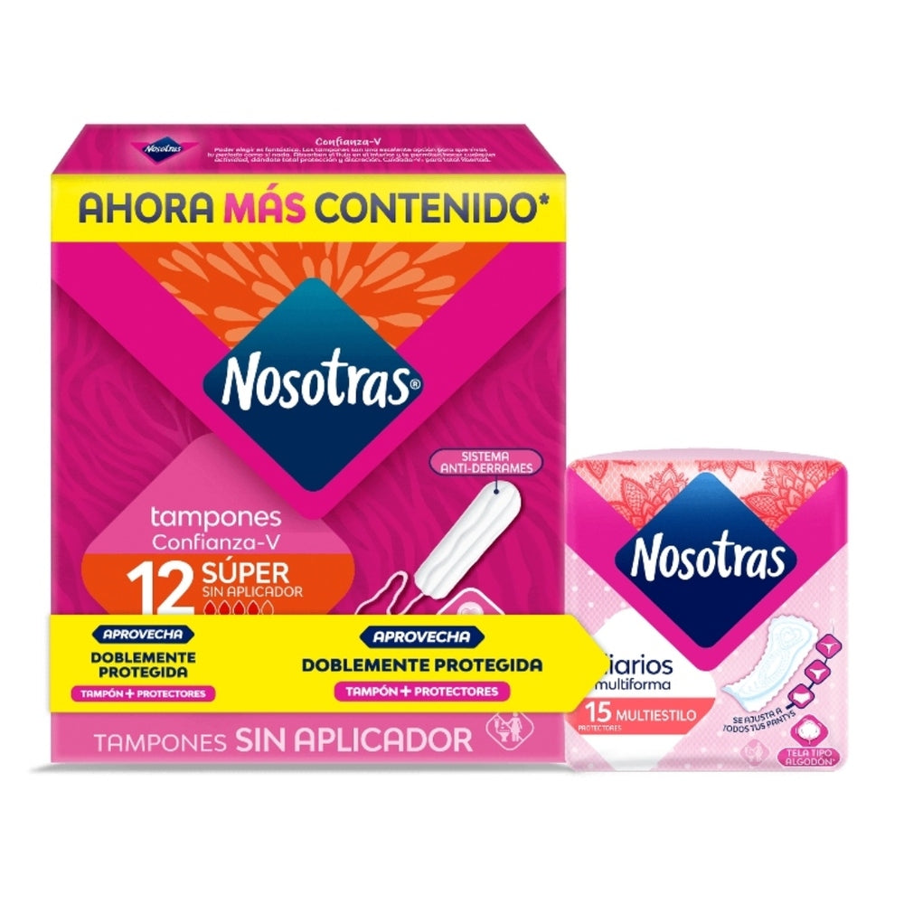 TAMPONES NOSOTRAS SIN APLIC SUPER X12+ PROTEC. MULTIESTILO X 15 UNDS