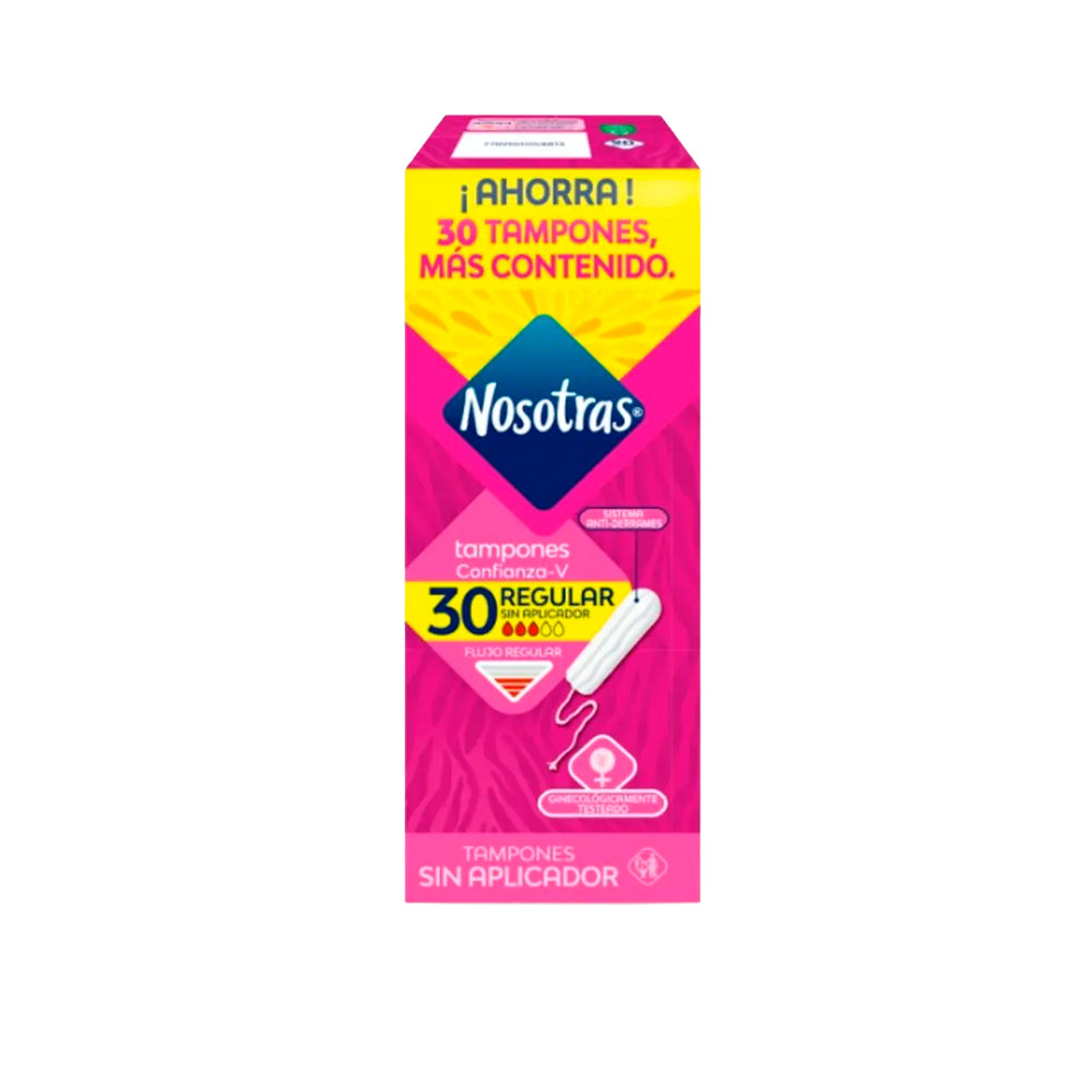 TAMPONES NOSOTRAS SIN APLICADOR REGULAR CAJA X 30 UNDS