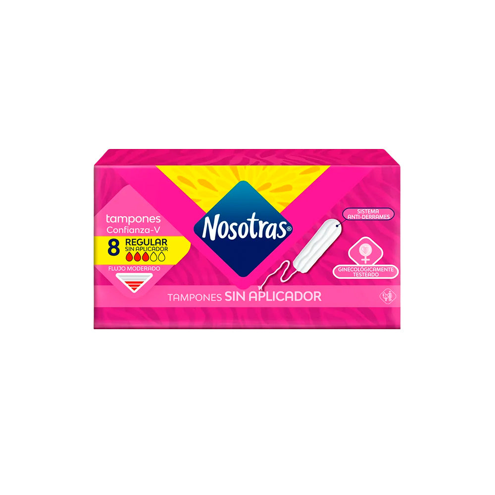 TAMPONES NOSOTRAS SIN APLICADOR REGULAR CAJA X 8 UNDS