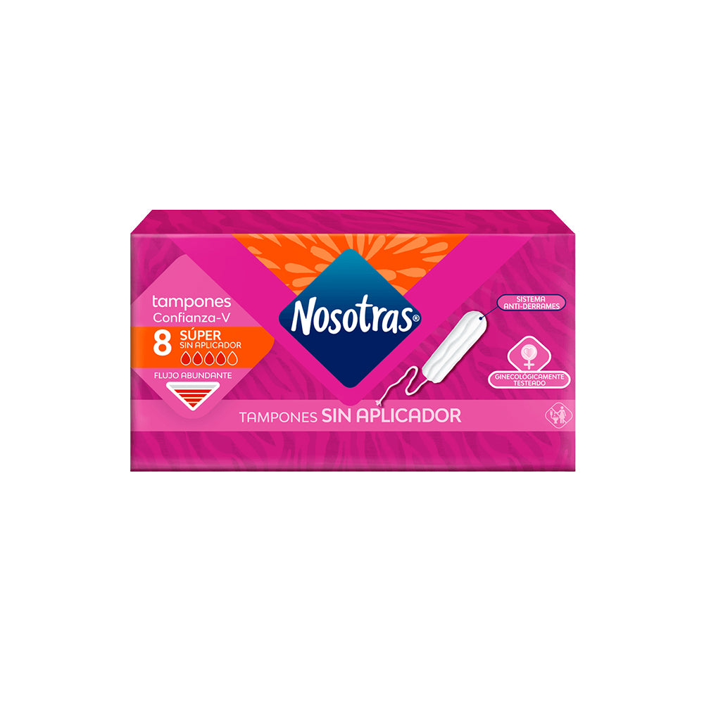 TAMPONES NOSOTRAS SIN APLICADOR SUPER++ CAJA X 8 UNDS