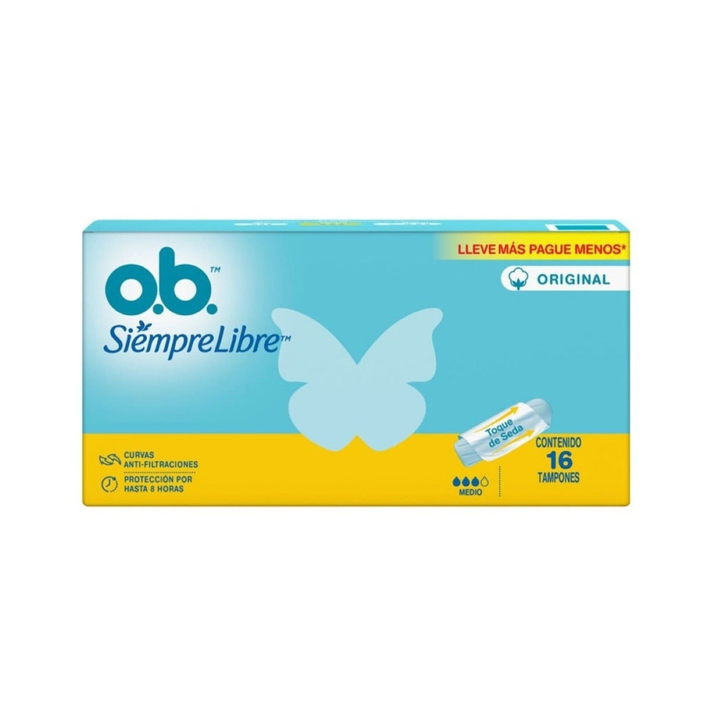 TAMPONES OB SIEMPRE LIBRE MEDIO CAJA X 16 UNDS
