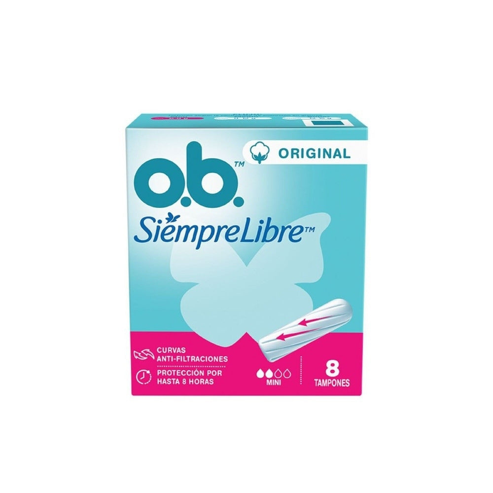 TAMPONES OB SIEMPRE LIBRE MINI ORIGINAL CAJA X 8 UNDS