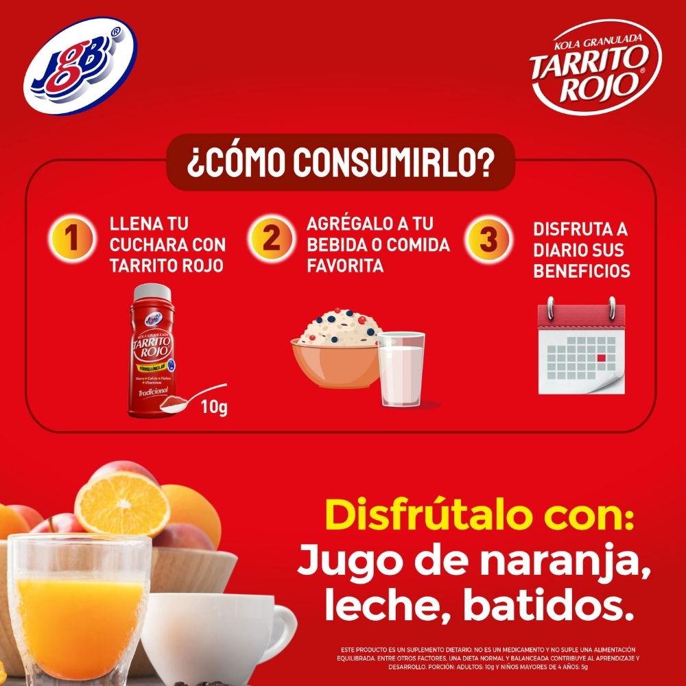 TARRITO ROJO JGB KOLA GRANULADA FRASCO 135 G