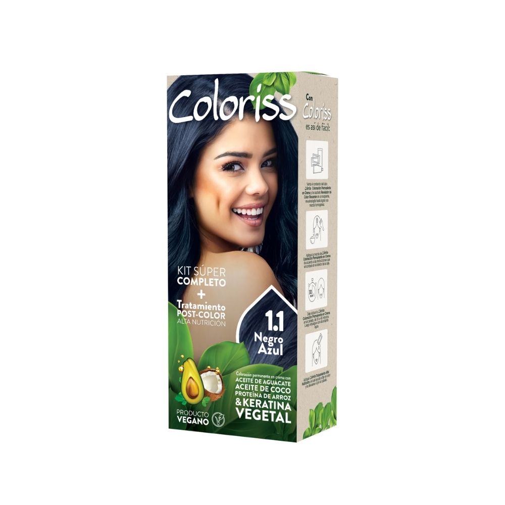TINTURA COLORISS 1.1 NEGRO AZUL CAJA 50 G