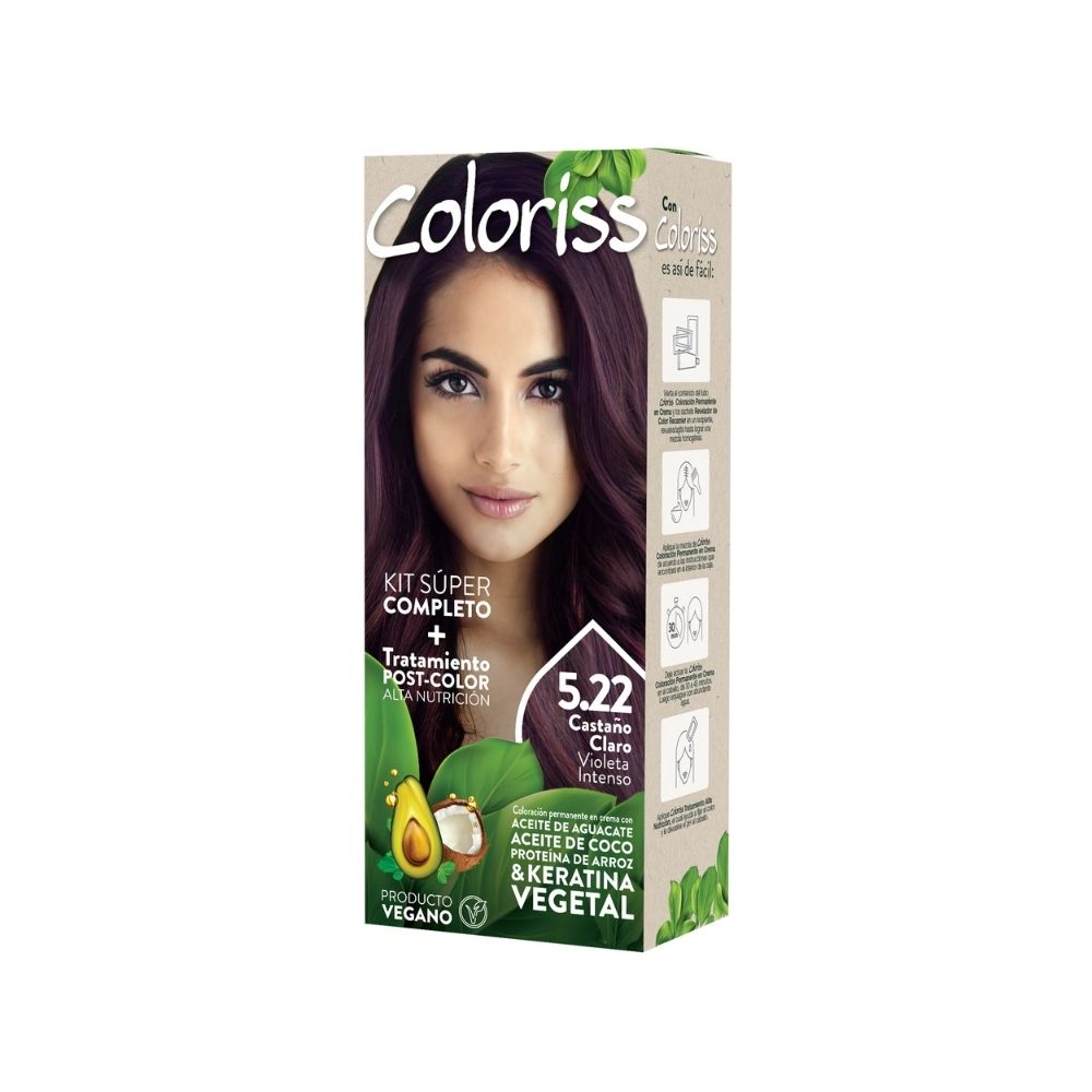 TINTURA COLORISS 5.22 CASTAÑO VIOLETA CAJA 50 G
