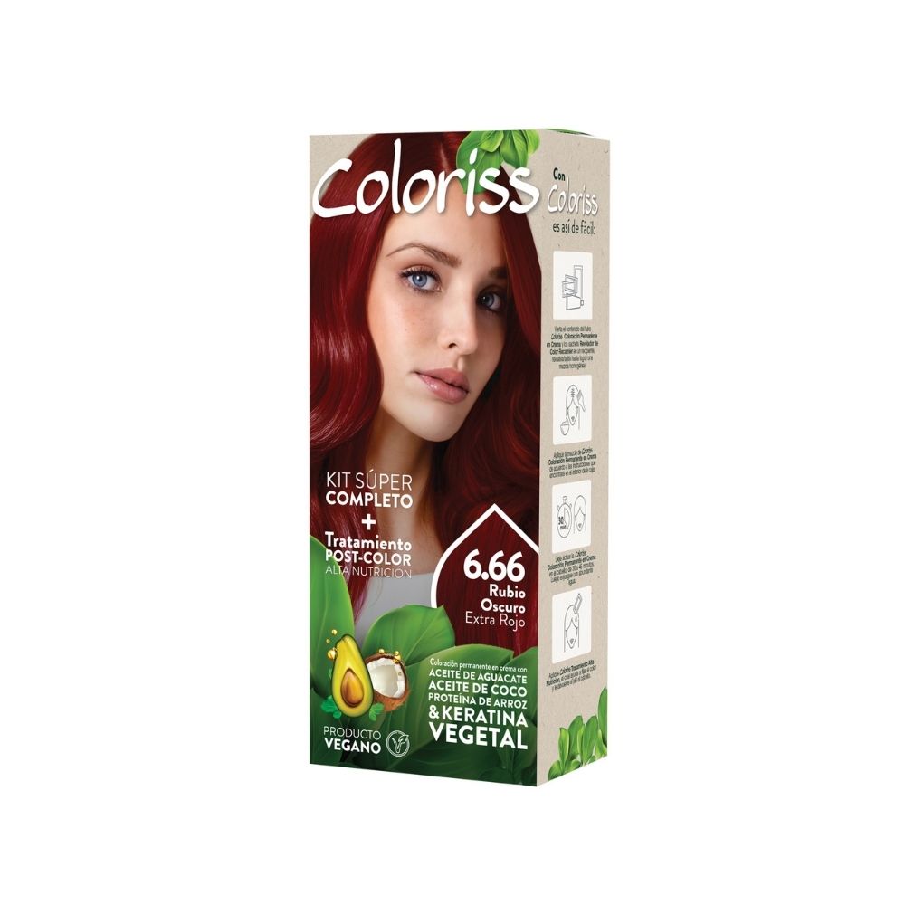 TINTURA COLORISS 6.66 RUBIO EXTRA ROJO CAJA 50 G