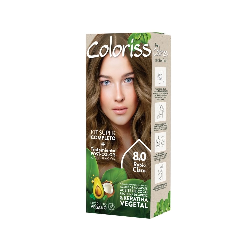 TINTURA COLORISS 8 RUBIO CLARO CAJA 50 G