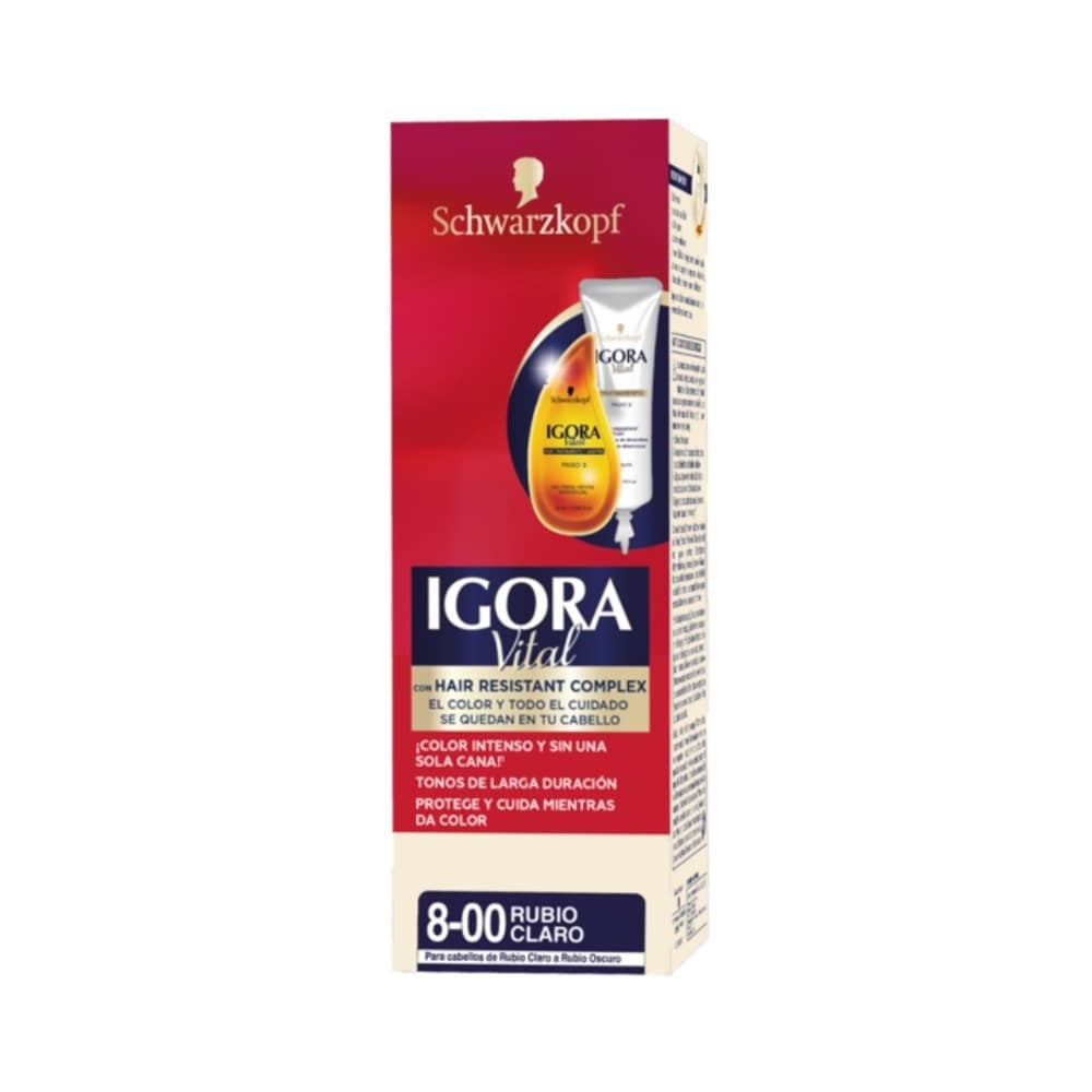 TINTURA IGORA VITAL 8-00 RUBIO CLARO CAJA 50 ML