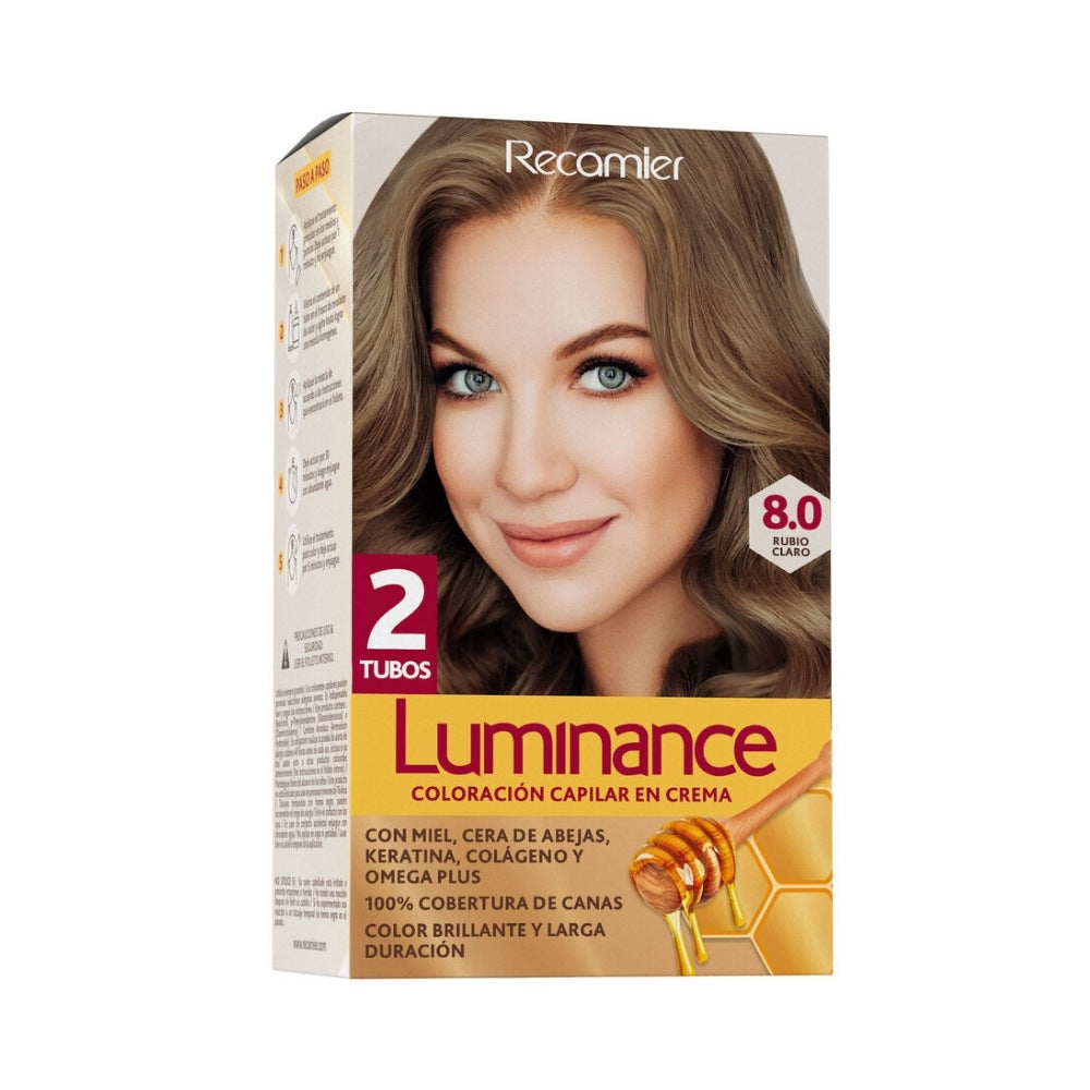 TINTURA LUMINANCE KIT DOBLE TUBO 8.0 RUBIO CLARO CAJA X 1 UND