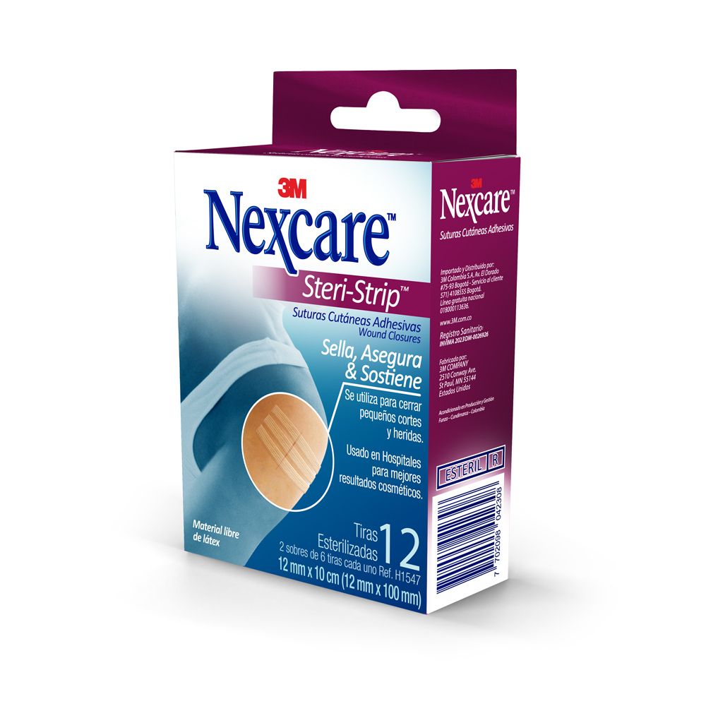 TIRAS ESTERILIZADAS SUTURA 3M NEXCARE STERI-STRIP CAJA X 12 UNDS