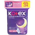 TOALLAS KOTEX COMFORT Y PROTECCION NOCTURNA BOLSA X 24 UNDS