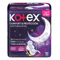 TOALLAS KOTEX COMFORT Y PROTECCION NOCTURNA EXTRA BOLSA X 10 UNDS