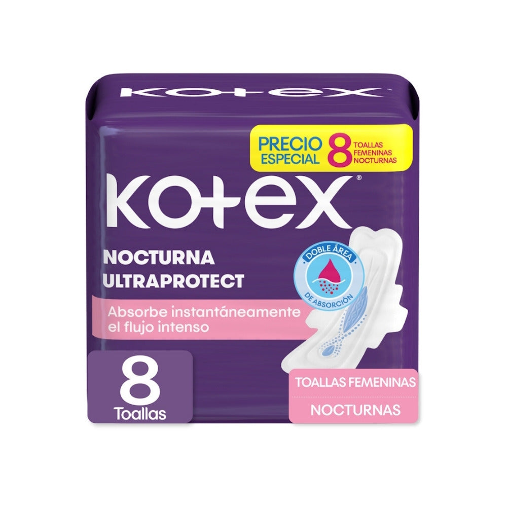 TOALLAS KOTEX TELA NOCTURNA PRECIO ESP BOLSA X 8 UNDS