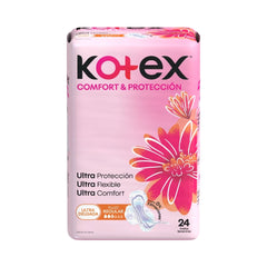 Toallas Kotex Ultra Delgada Comfort & Proteccion Bolsa X 24 Unds