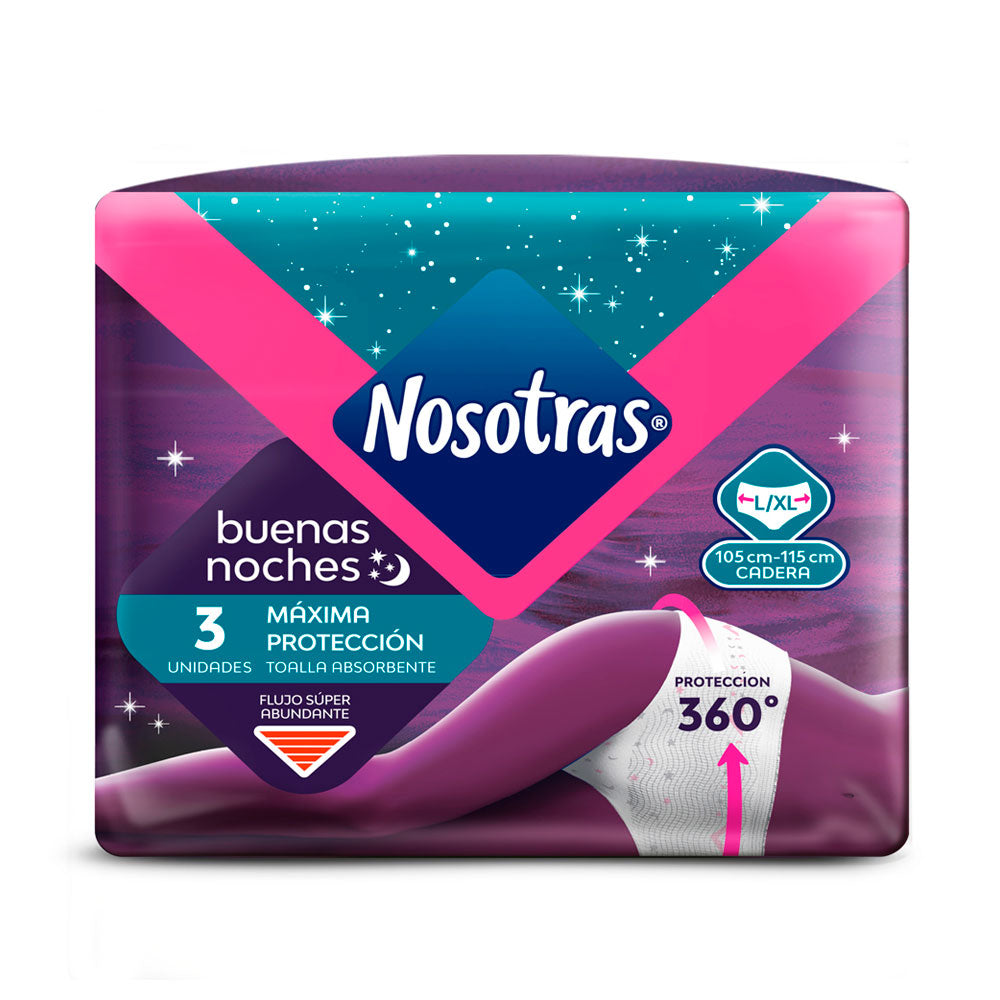 TOALLAS NOSOTRAS ABSORBENTES TALL L/XL BOLSA X 3 UND