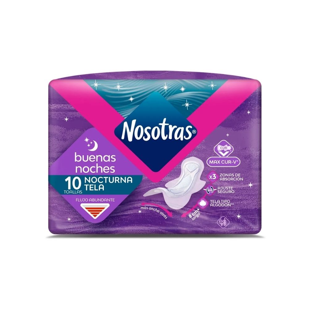 TOALLAS NOSOTRAS BUENAS NOCHES TELA BOLSA X 10 UNDS