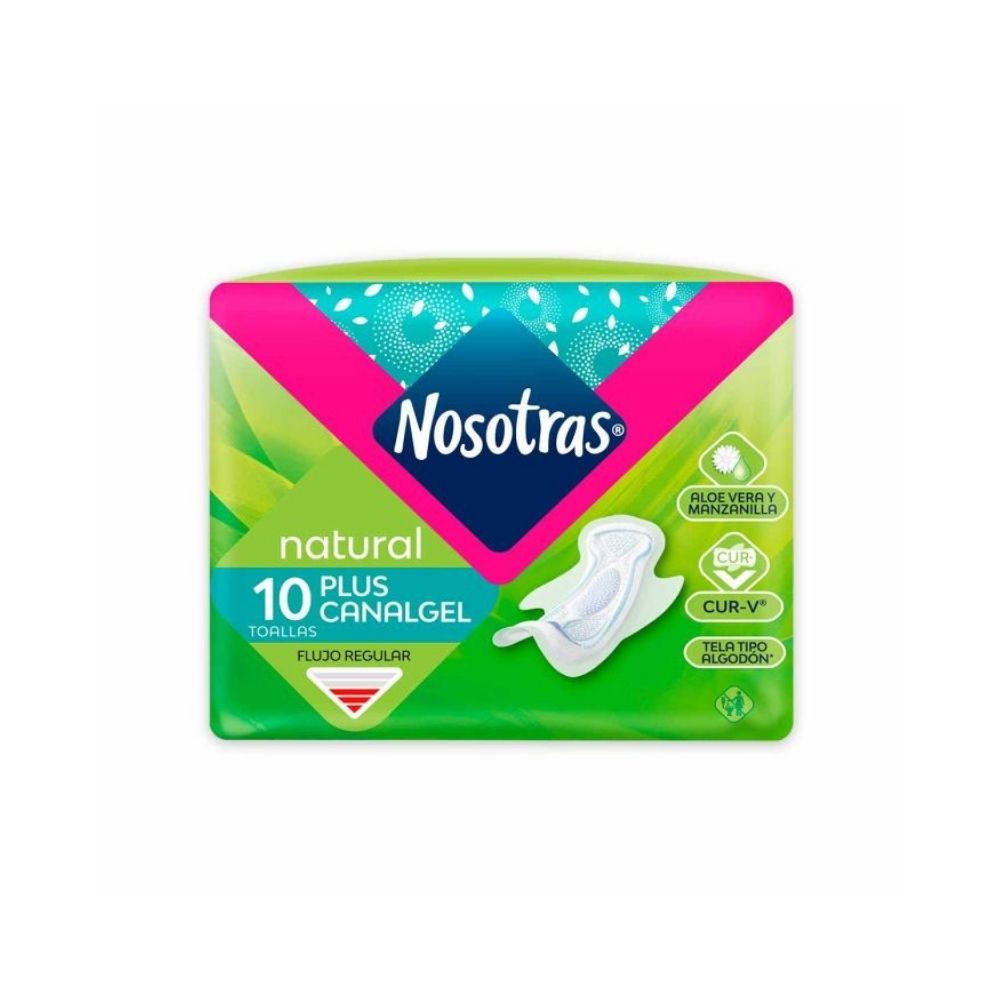 TOALLAS NOSOTRAS PLUS CANAL GEL TELA BOLSA X 10 UNDS