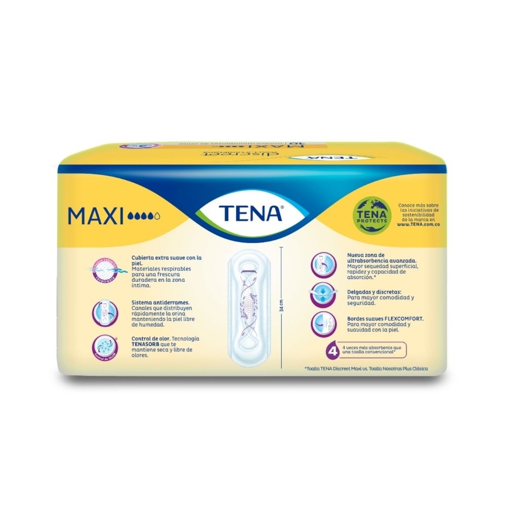 TOALLAS TENA DISCREET MAXI BOLSA X 10 UNDS