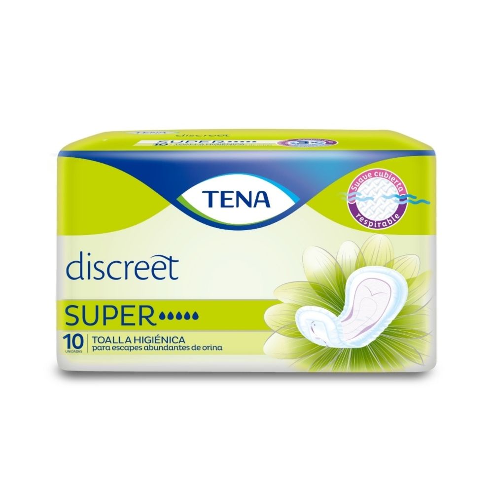 TOALLAS TENA DISCREET SUPER BOLSA X 10 UNDS