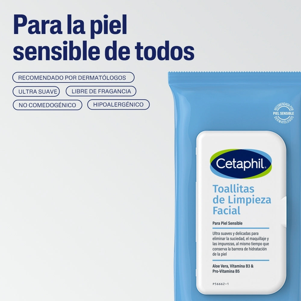 TOALLITAS CETAPHIL LIMPIEZA FACIAL BOLSA X 25 UNDS