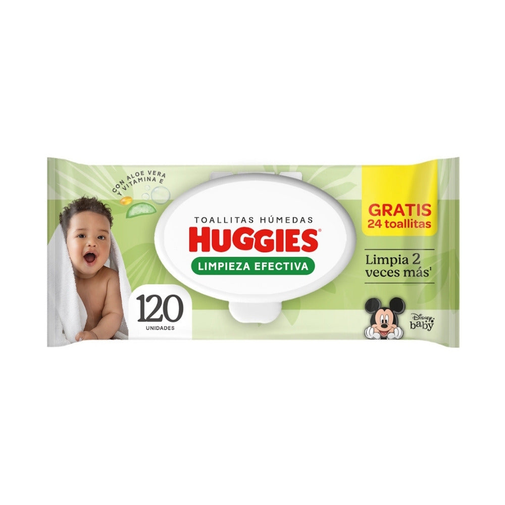 TOALLITAS HUGGIES LIMPIEZA EFECTIVA P.E BOLSA X 120 UNDS