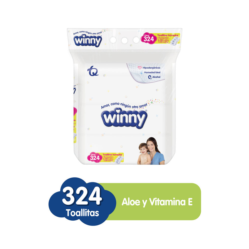 TOALLITAS HUMEDAS WINNY ALOE VERA BOLSA X 324 UNDS