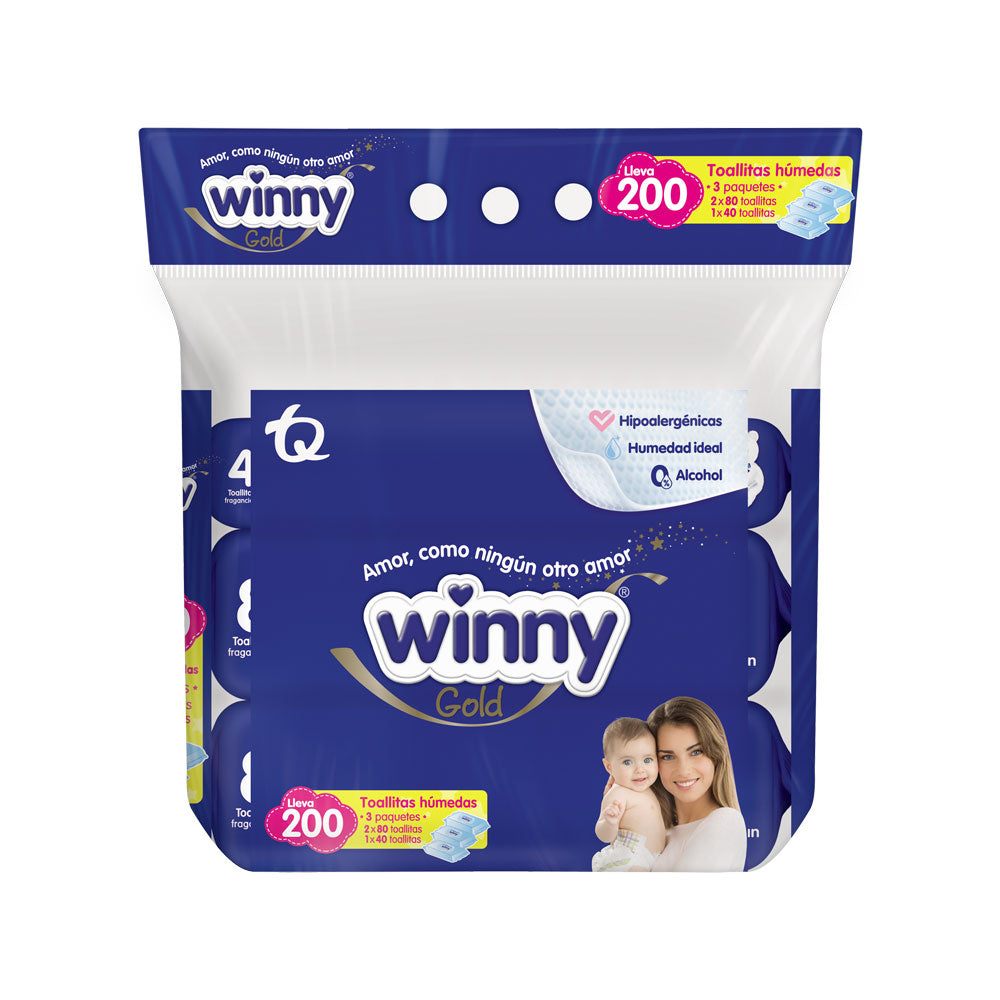 TOALLITAS HUMEDAS WINNY AVENA MIEL BOLSA X 200 UNDS