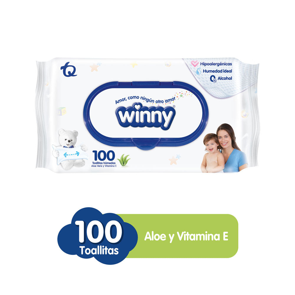TOALLITAS WINNY ALOE P.E BOLSA X 100 UNDS