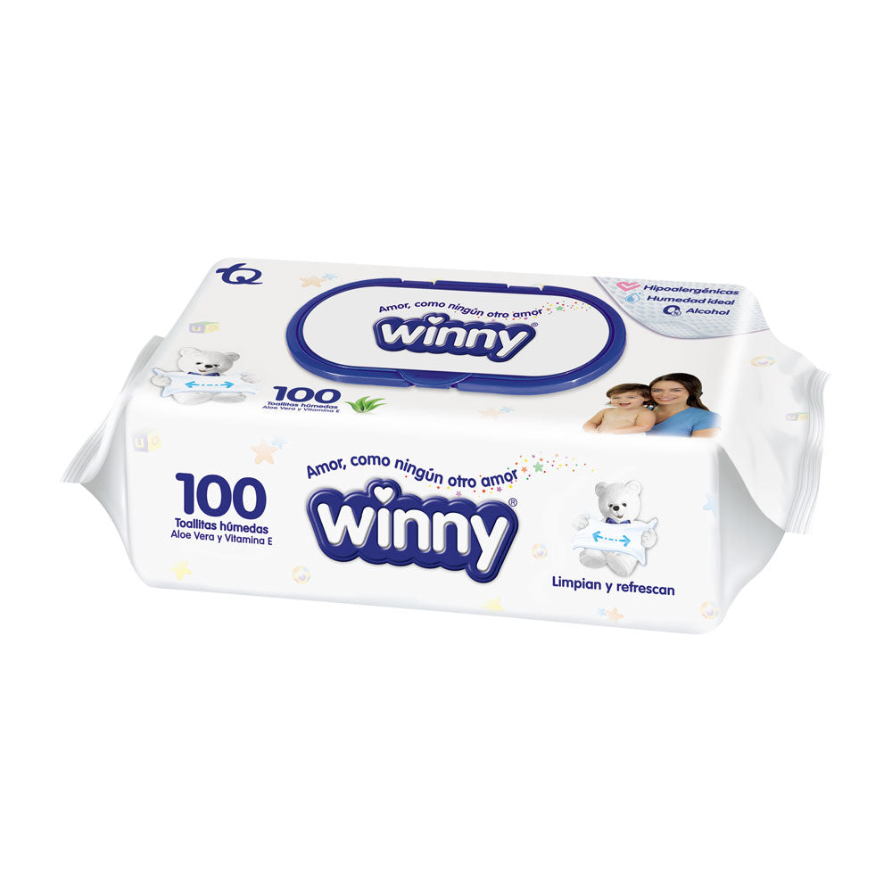 TOALLITAS WINNY ALOE P.E BOLSA X 100 UNDS