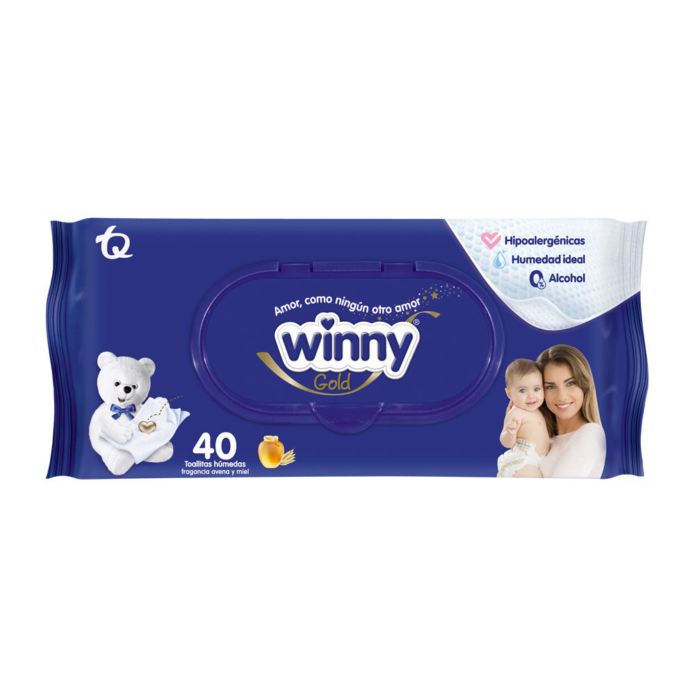 TOALLITAS WINNY AVENA/MIEL BOLSA X 40 UNDS