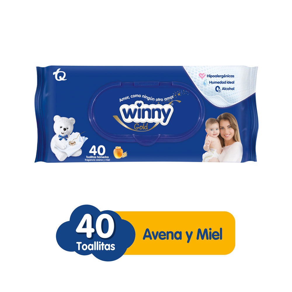 TOALLITAS WINNY AVENA/MIEL BOLSA X 40 UNDS