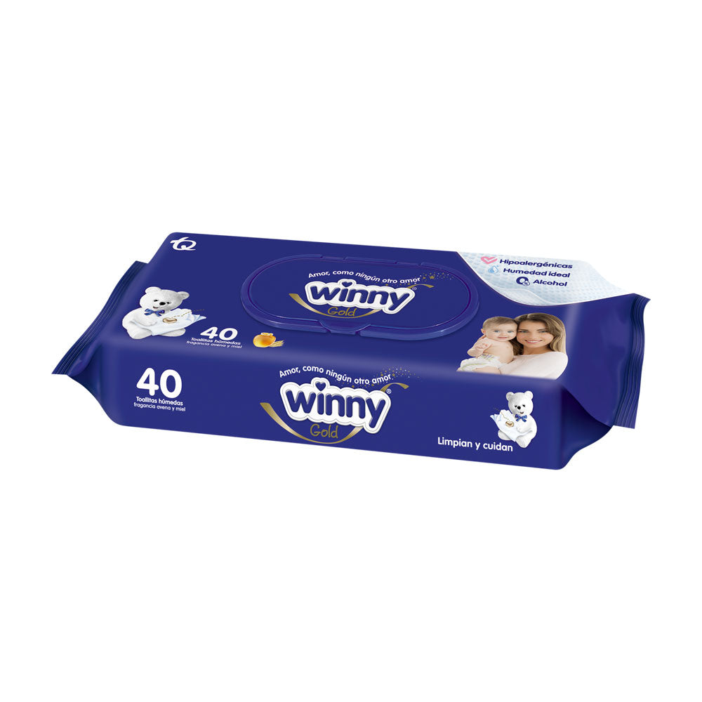 TOALLITAS WINNY AVENA/MIEL BOLSA X 40 UNDS