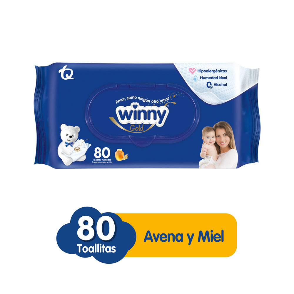 TOALLITAS WINNY AVENA/MIEL BOLSA X 80 UNDS