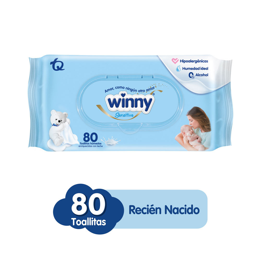 TOALLITAS WINNY SENSITIVE BOLSA X 80 UNDS