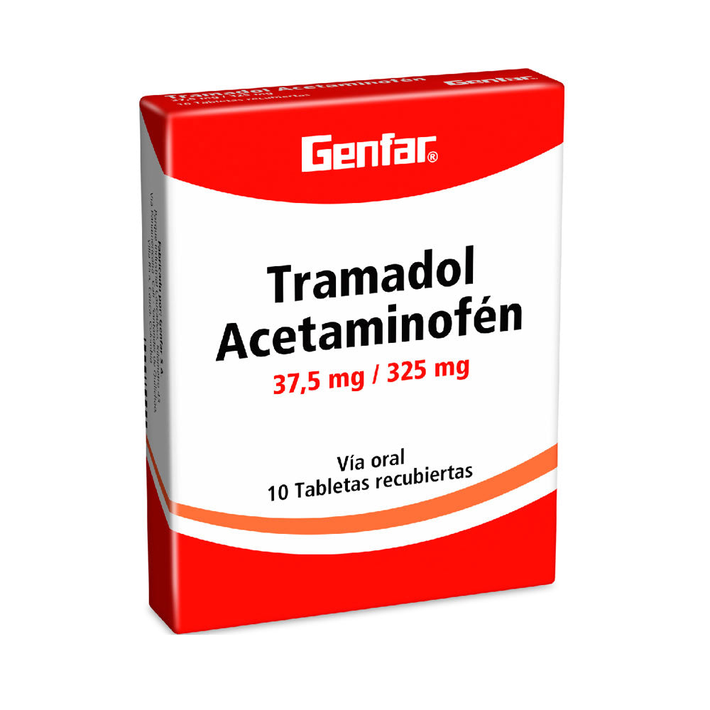TRAMADOL+ACETAMINOFEN GENFAR TABLETAS 37.5 MG/ 325 MG CAJA X 10 UNDS