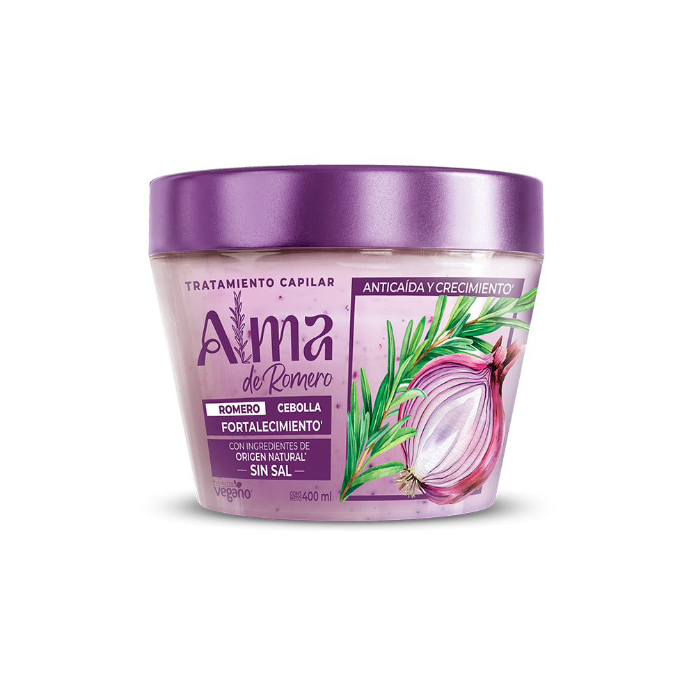 TRATAMIENTO CAPILAR ALMA DE ROMERO CEBOLLA POTE 400 ML