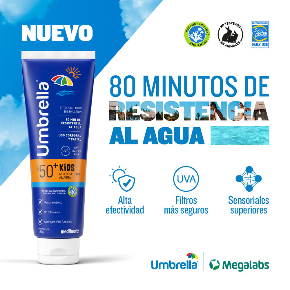 UMBRELLA KIDS WATER PROOF EMULSION SPF 50 CAJA 120 G