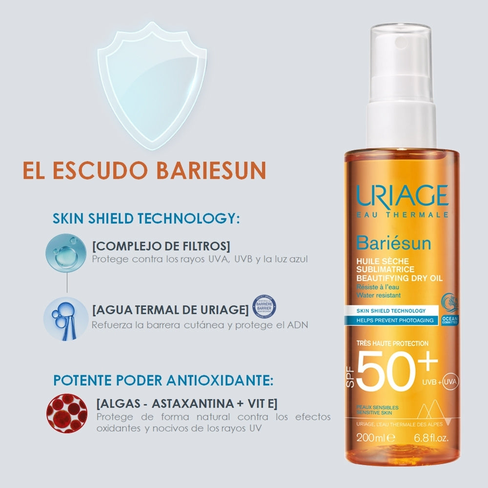 URIAGE BARIESUN SPF 50+ ACEITE SECO EMBELLECEDOR FRASCO 200 ML