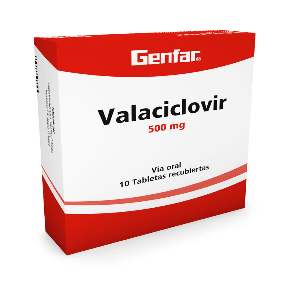 VALACICLOVIR GENFAR TABLETAS 500 MG CAJA X 10 UNDS