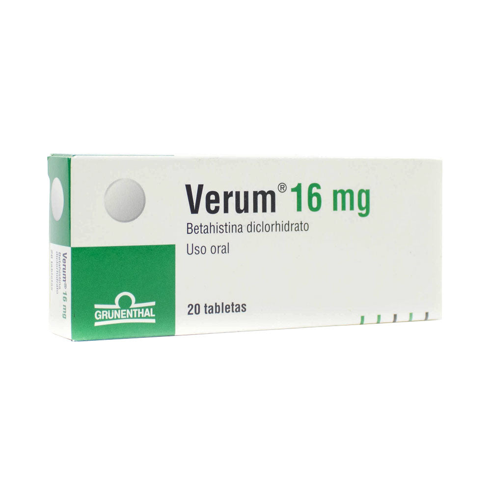 VERUM TABLETAS 16 MG CAJA X 20 UNDS
