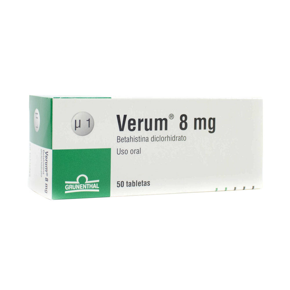VERUM TABLETAS 8 MG CAJA X 50 UNDS