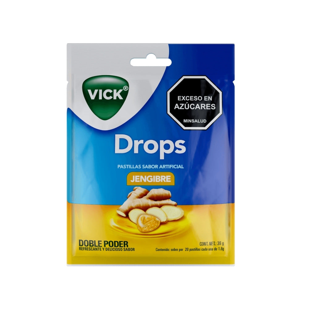 VICK DROPS JENGIBRE 1.8 G PASTILLAS MASTICABLES SOBRE X 20 UNDS