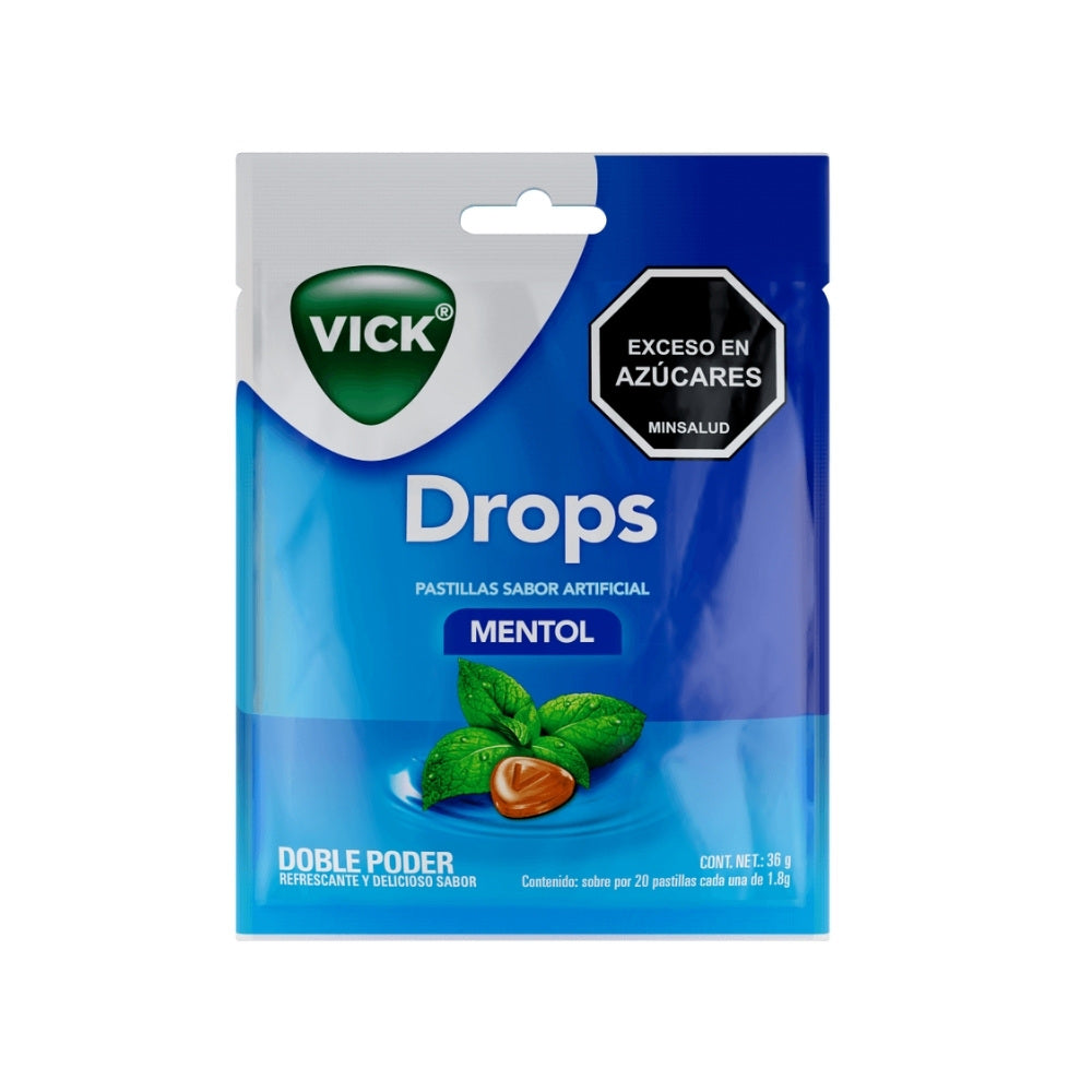 VICK DROPS MENTOL 1.8 G PASTILLAS MASTICABLES SOBRE X 20 UNDS