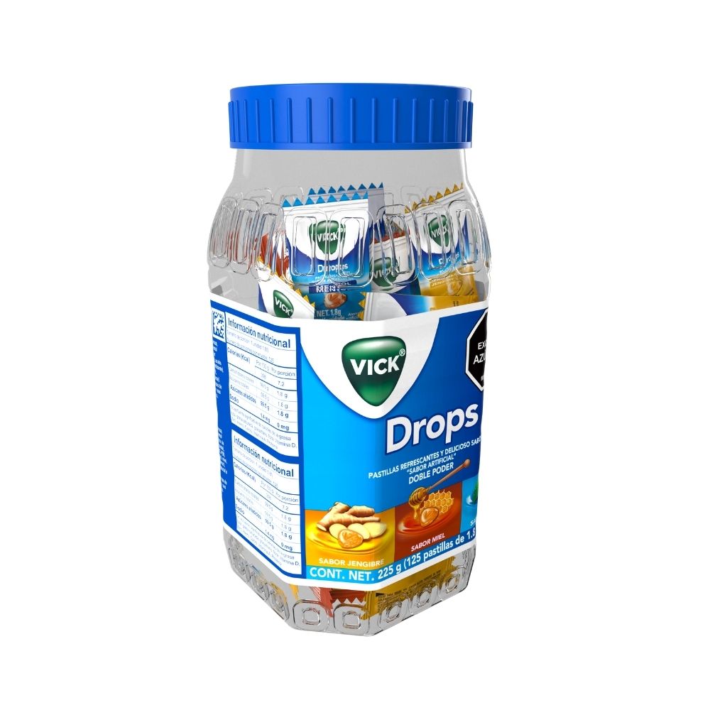 VICK DROPS MIX 1.8 GR PASTILLAS MASTICABLES MENTOL TARRO X 125
