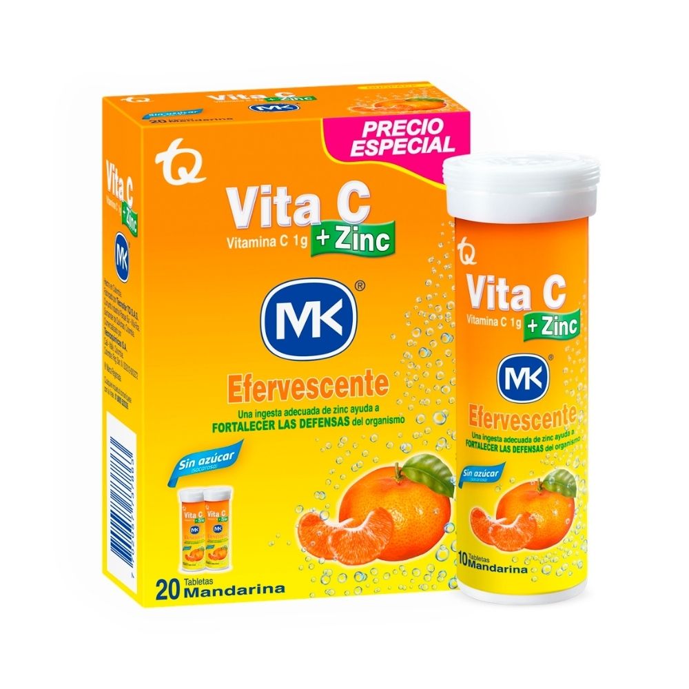 VITA C+ ZINC MK 2X10 T. EFERVESCENTES MANDARINA CAJA X 20 UNDS
