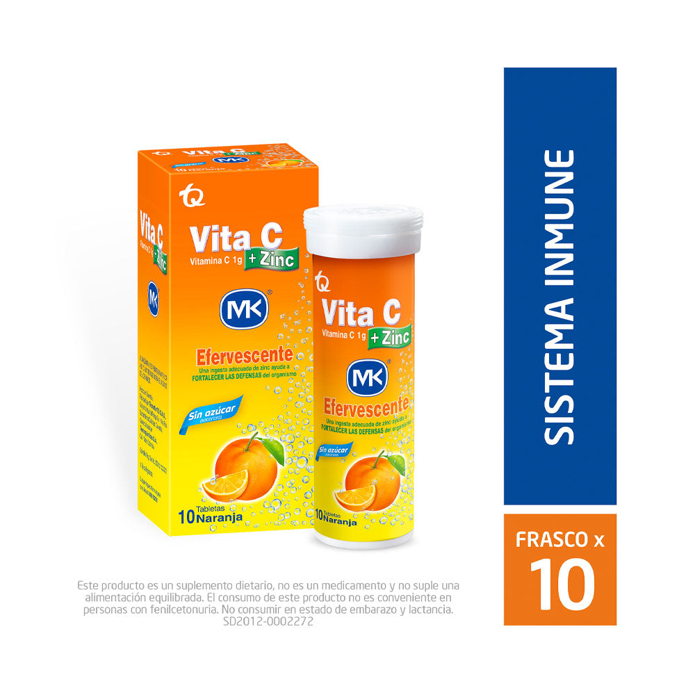 VITA C+ZINC MK T. EFERVESCENTES NARANJA CAJA X 10 UNDS
