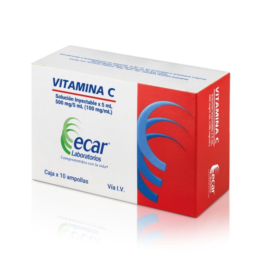 VITAMINA C ECAR SOLUCION INYECTABLE 500 MG/5ML CAJA X 10 UNDS