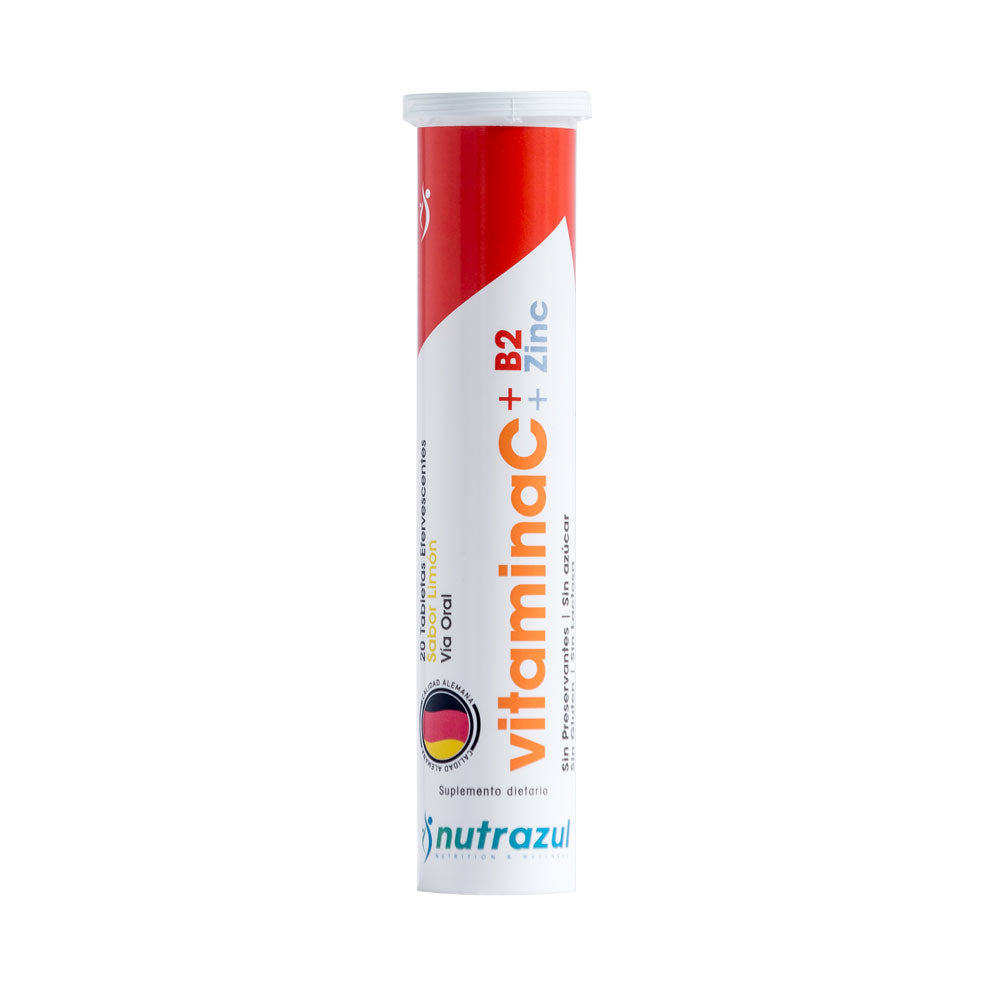VITAMINA C+B2+ZINC T. EFERVESCENTES LIMON FRASCO X 20 UNDS