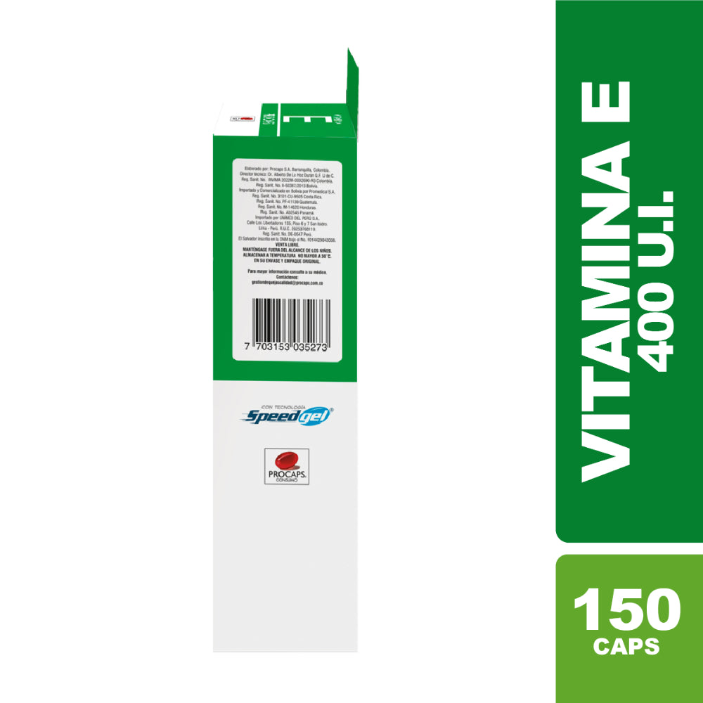 VITAMINA E CAPSULAS 400 UI CAJA X 150 UNDS